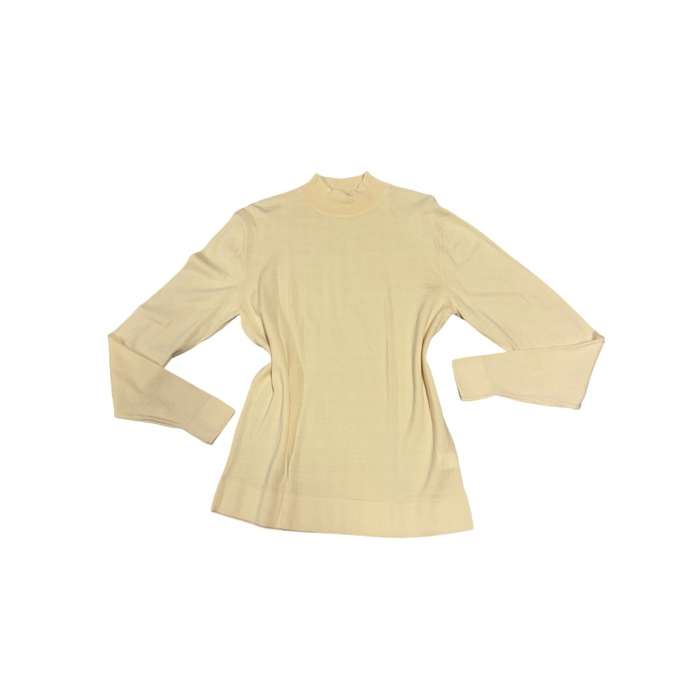 Murano 100% Merino Wool Mock Neck Sweater Cream Italian Yarn Womens Large - Picture 2 of 6